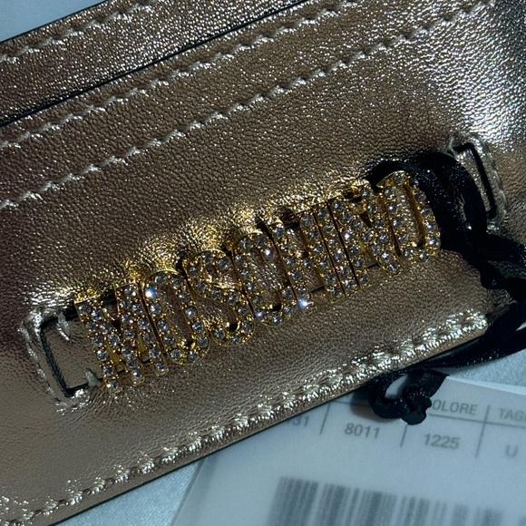 Moschino Metallic Gold Card Holder - Picture 2 of 3